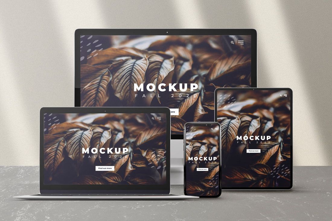 mockup design on different devices like cell phone