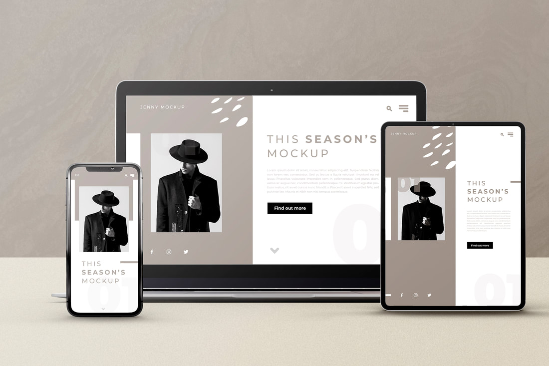 mockups of web design layout on devices