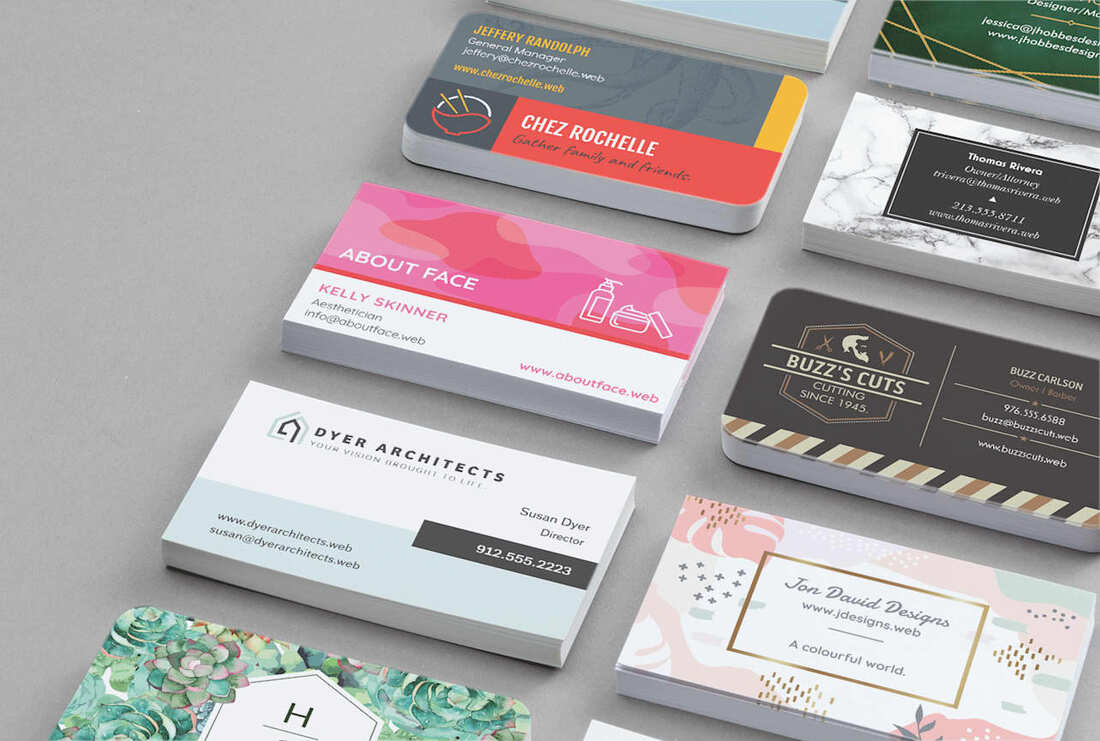 many different styles of business cards